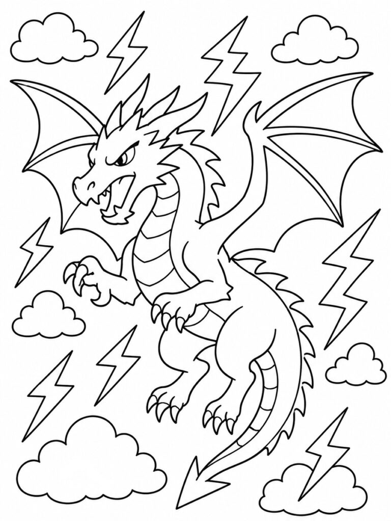 Coloriage dragon éclair
