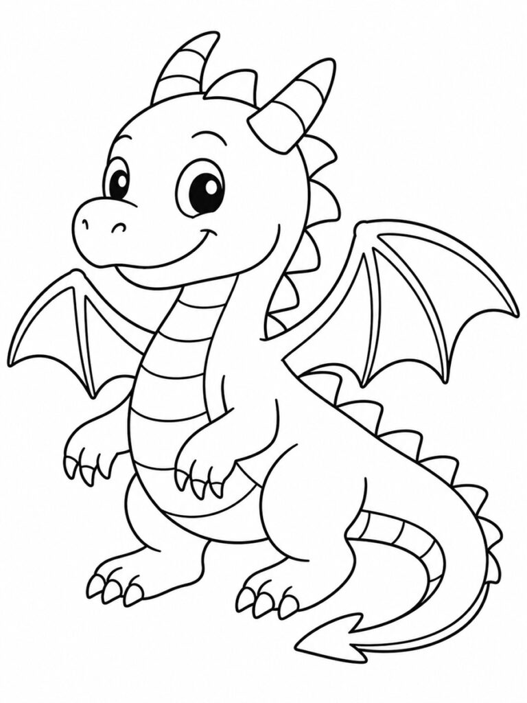 Dragon facile Coloriage dragon facile