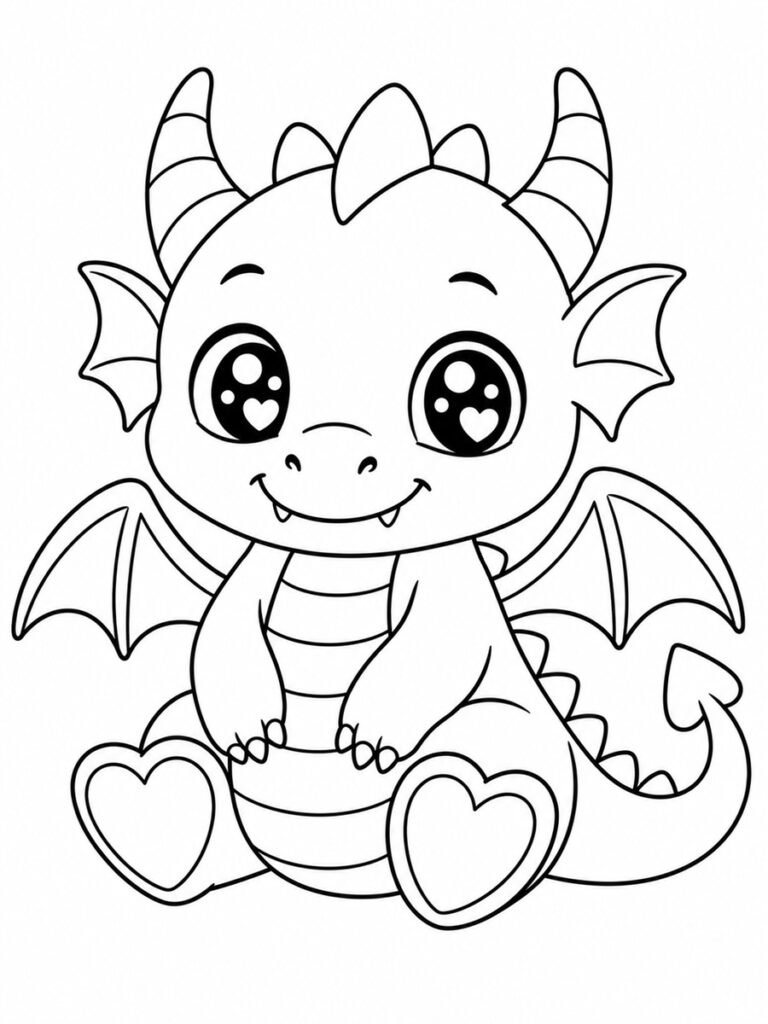 Dragon kawaii Coloriage dragon