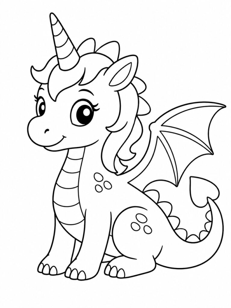 Dragon licorne Coloriage dragon licorne