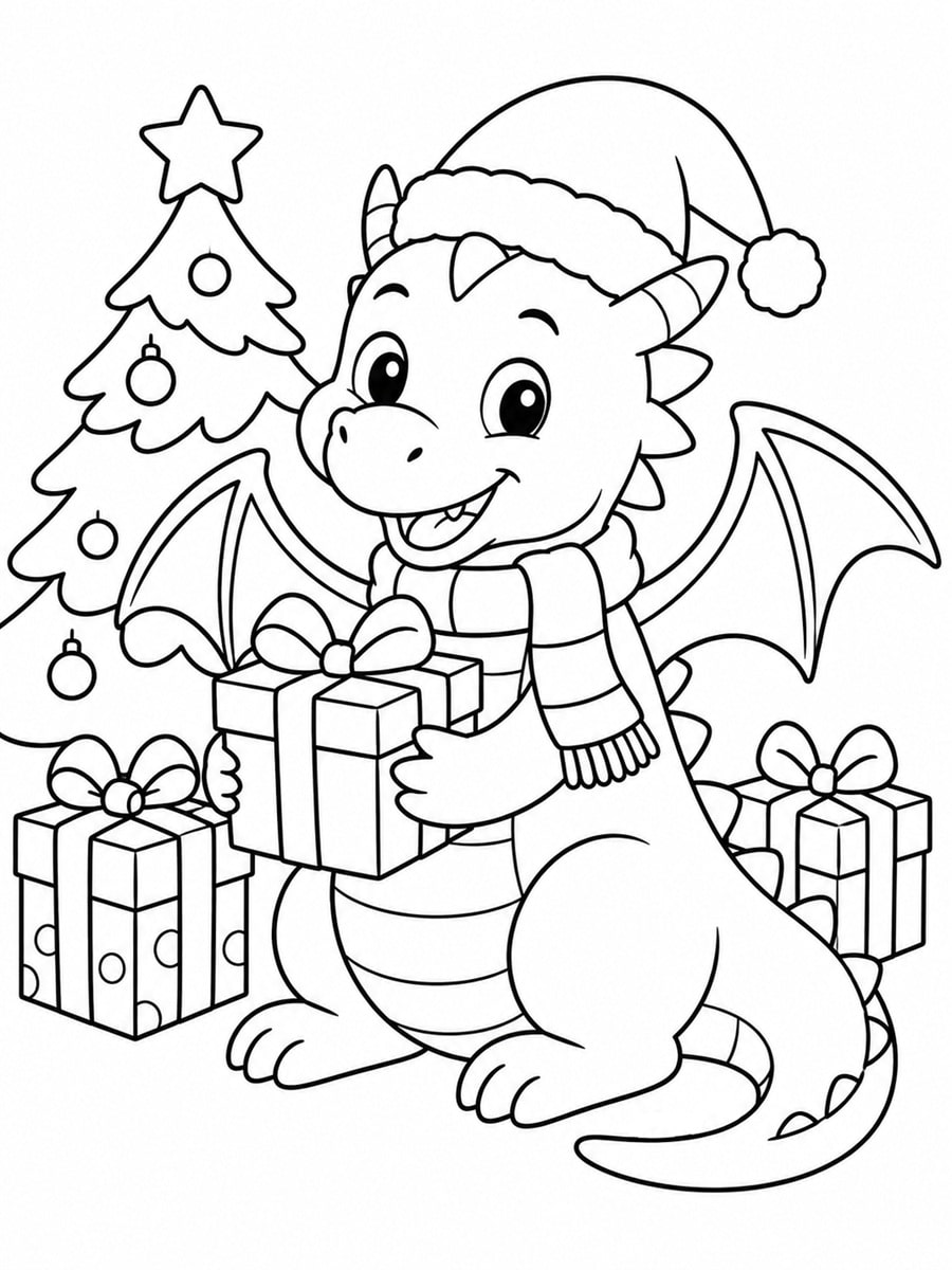 Coloriage dragon Noël
