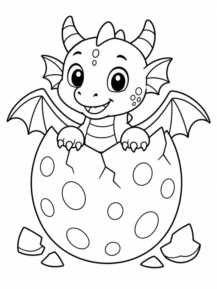 Coloriage dragon dans un œuf
