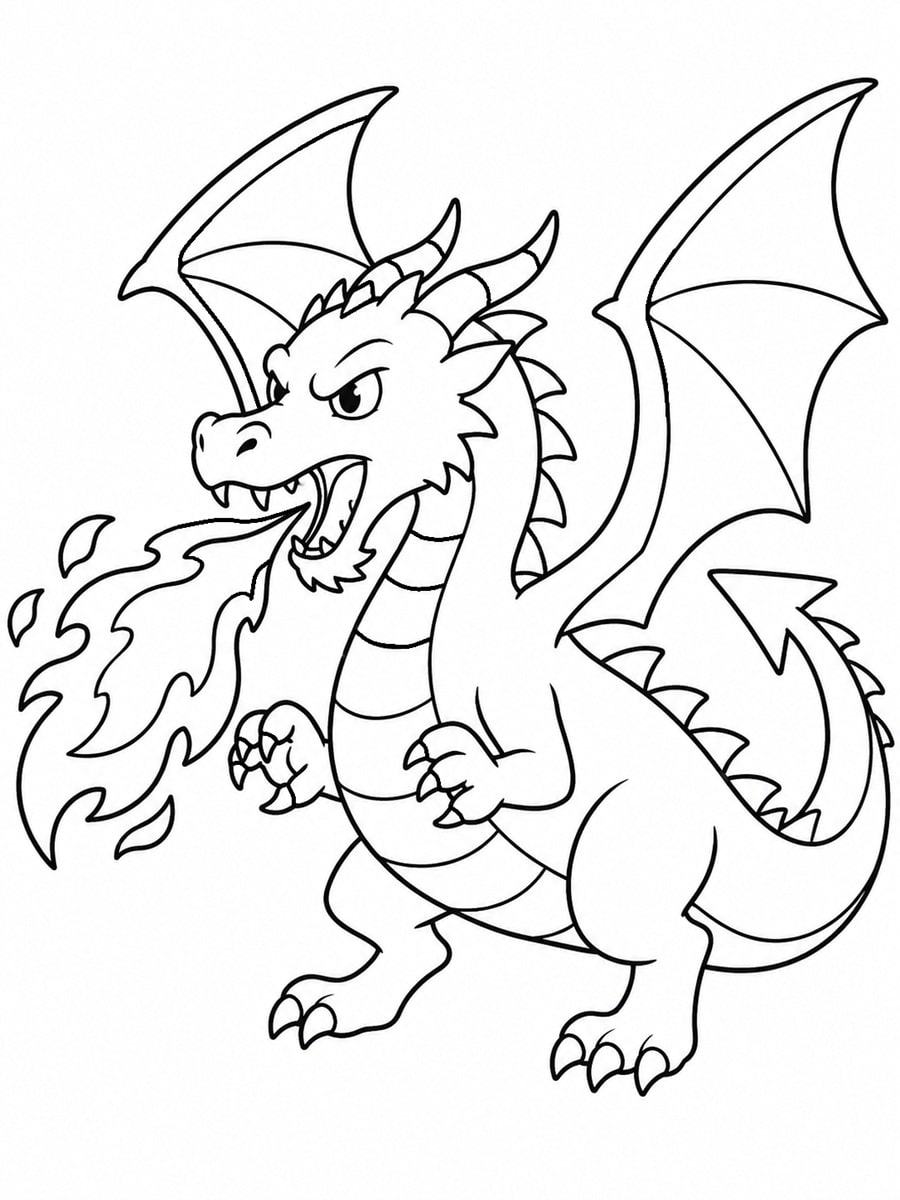 Coloriage dragon feu
