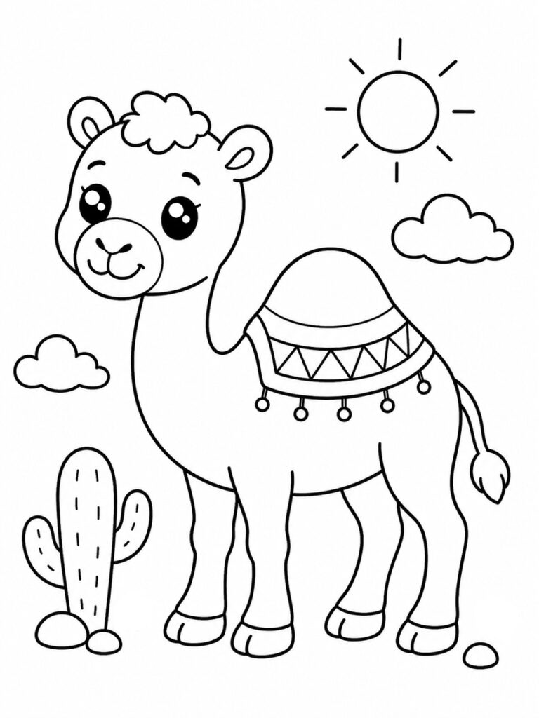 Dromadaire kawaii Coloriage dromadaire kawaii