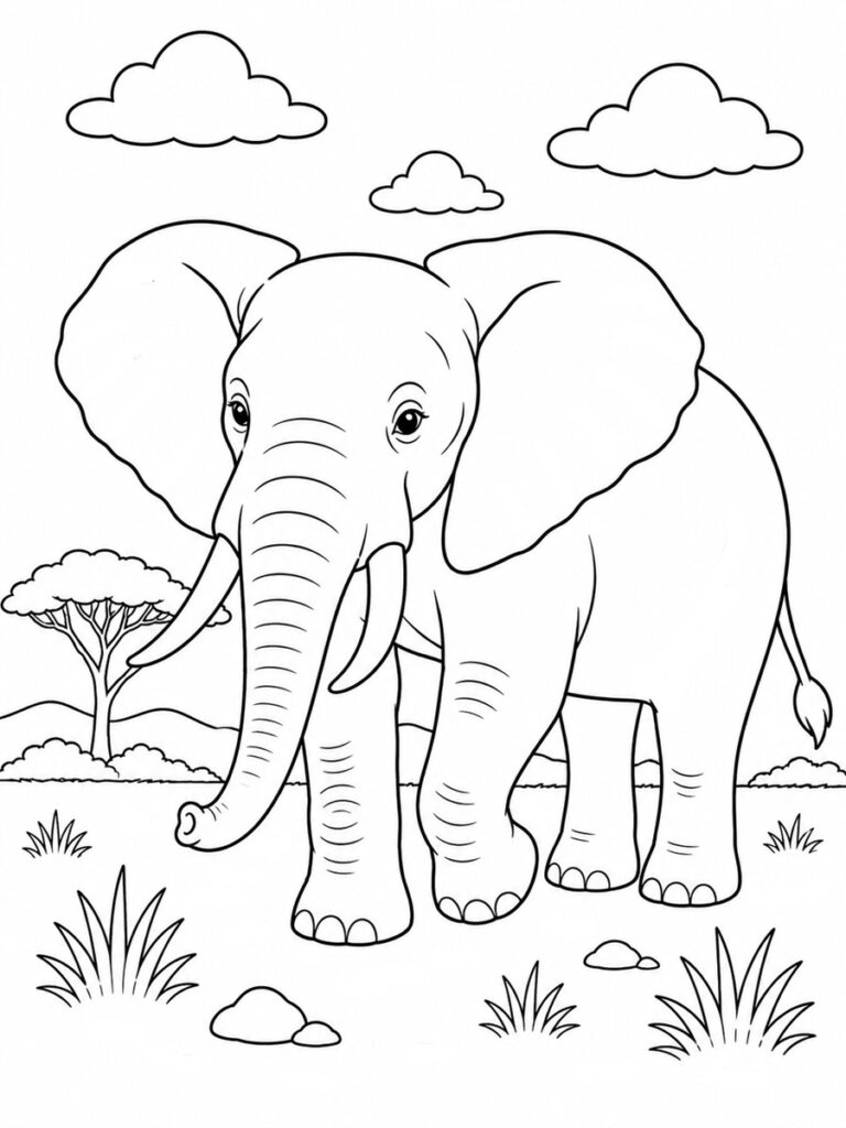 Coloriage éléphant d'Afrique