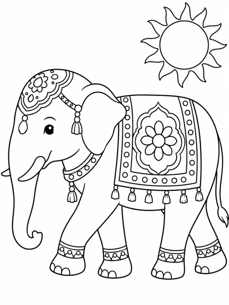 Coloriage éléphant Inde