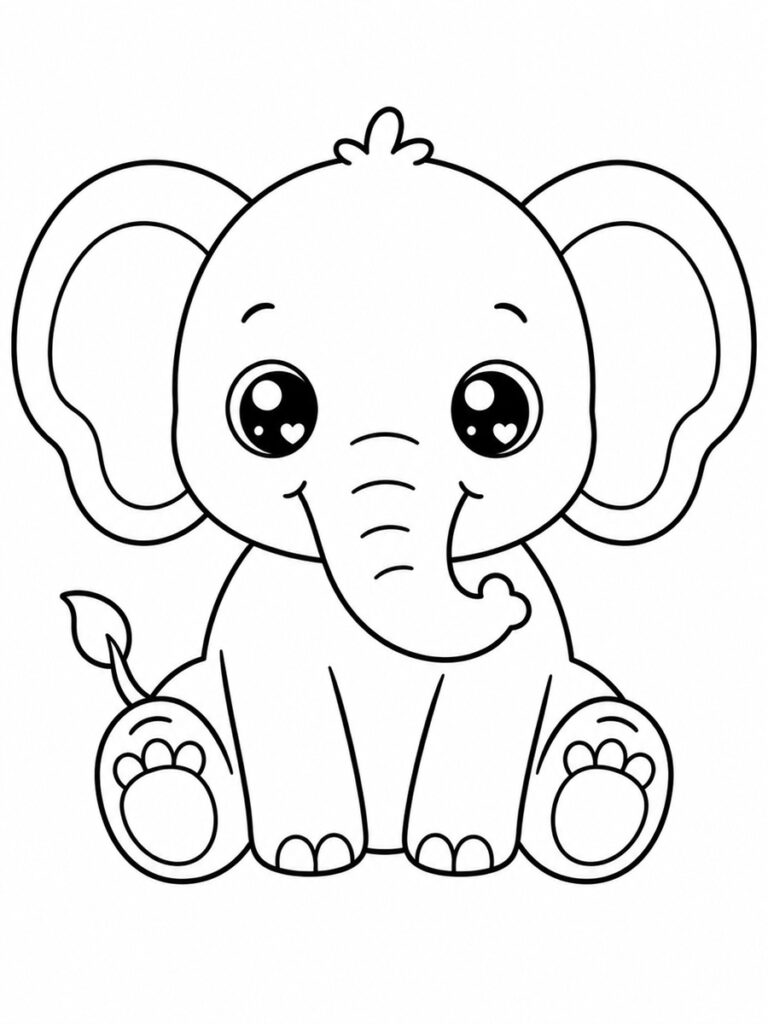 Éléphant kawaii Coloriage éléphant