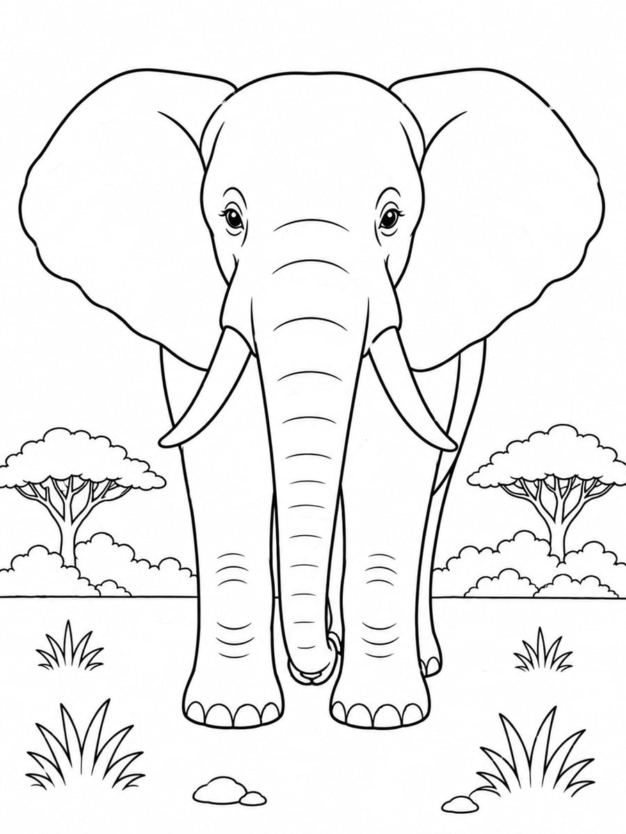 Coloriage éléphant réaliste