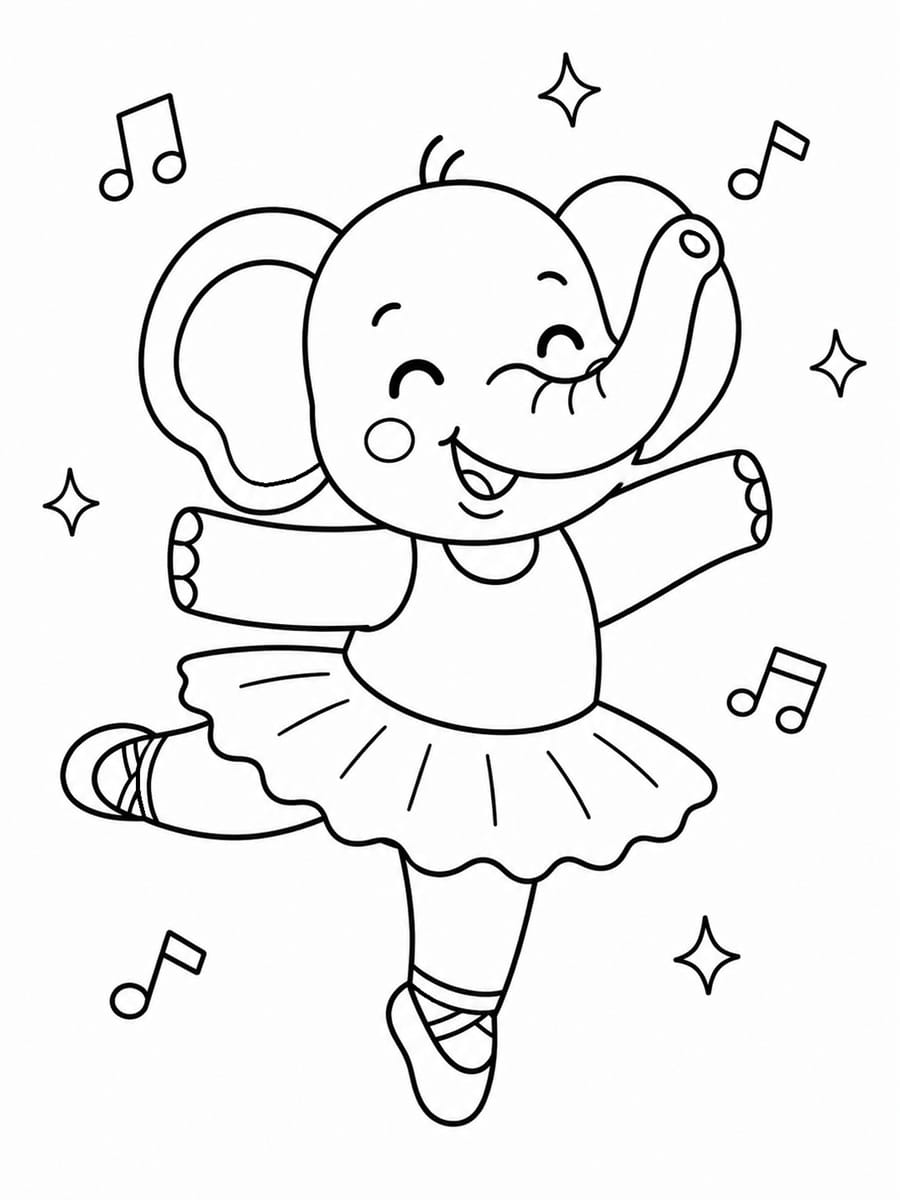 Coloriage éléphant rigolo