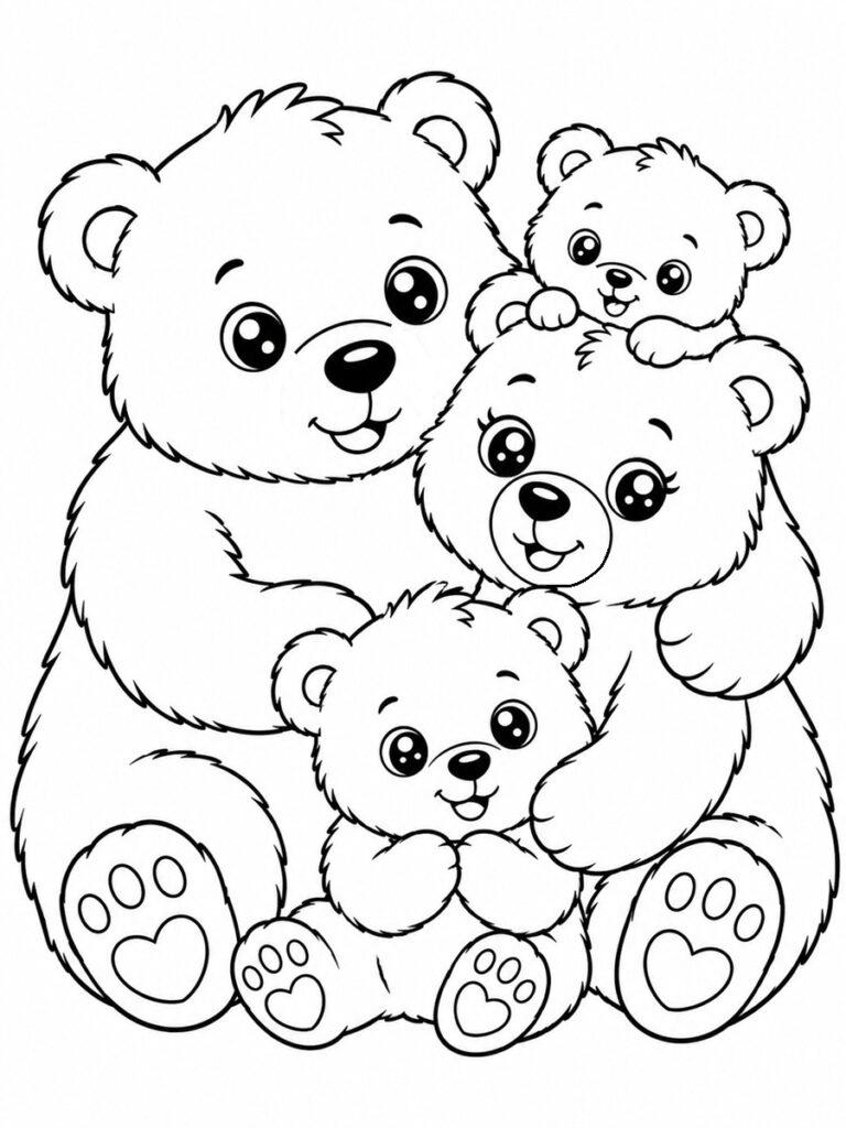 Coloriage famille ours