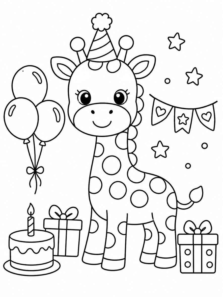 Coloriage girafe anniversaire