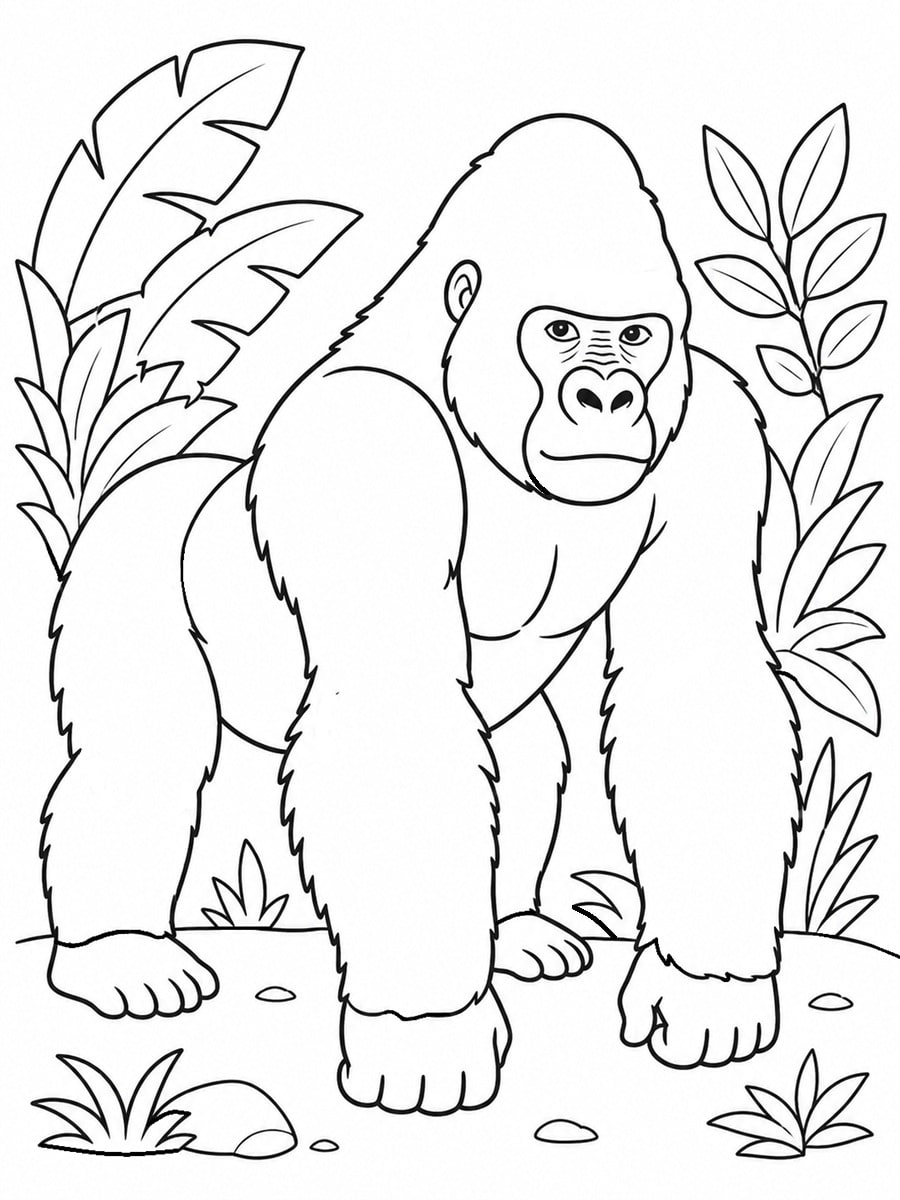 Coloriage gorille réaliste