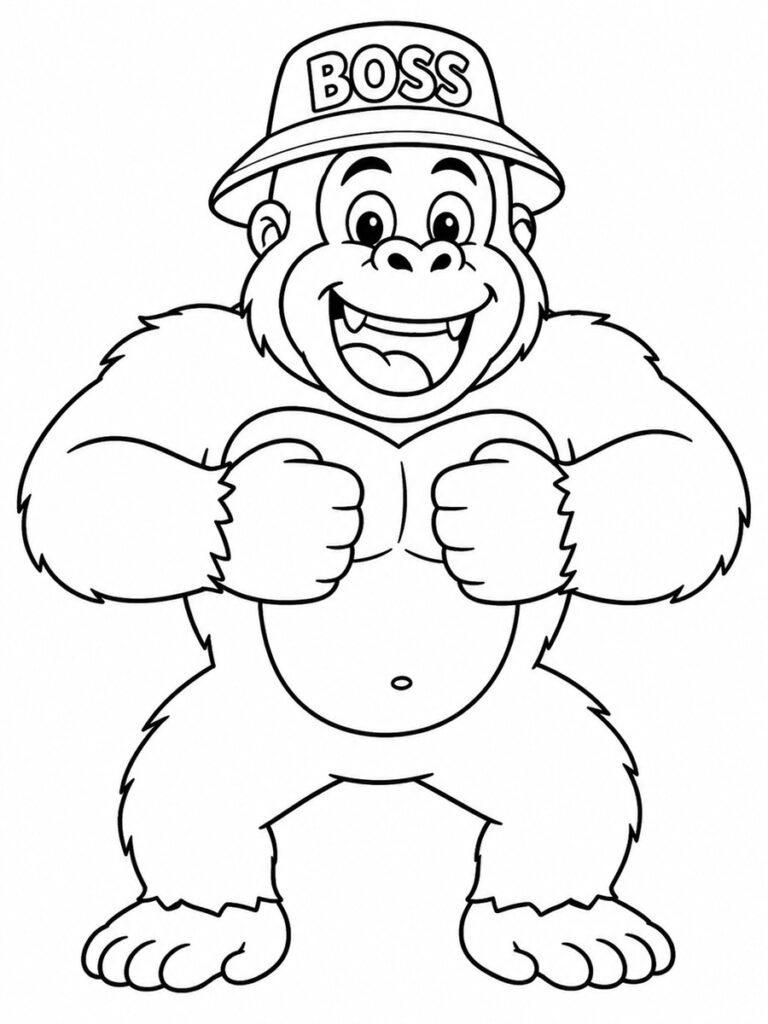 Coloriage gorille rigolo