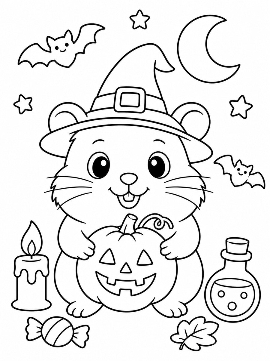 Coloriage hamster Halloween