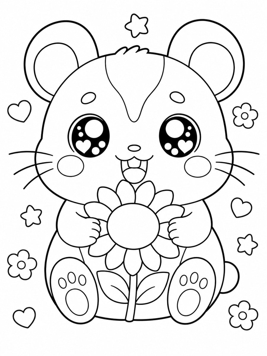 Coloriage hamster kawaii