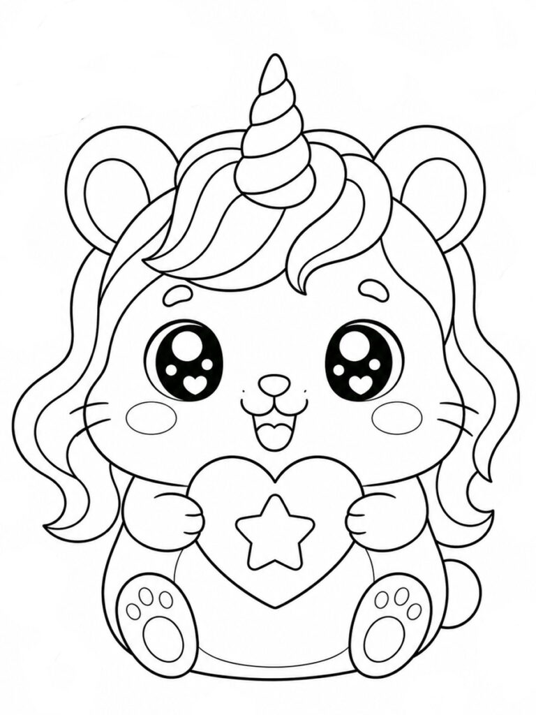 Hamster licorne Coloriage hamster licorne
