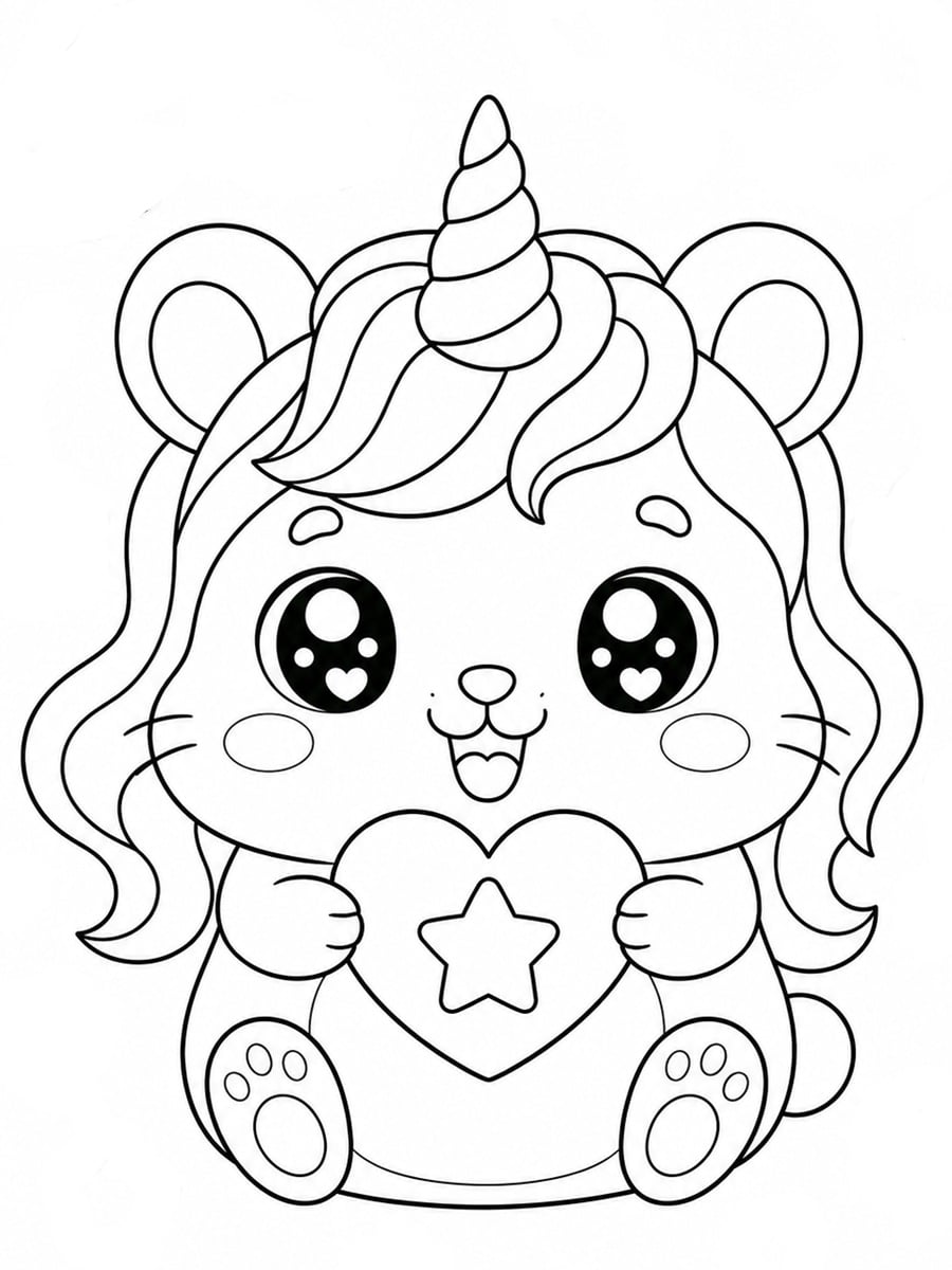 Coloriage hamster licorne