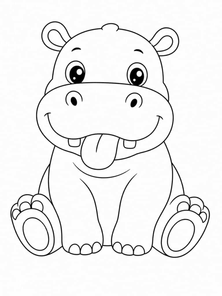 Hippopotame rigolo Coloriage hippopotame rigolo