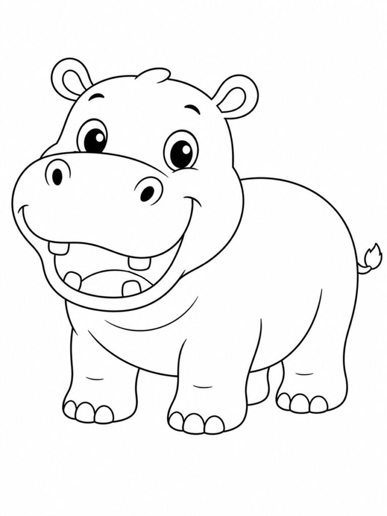 Hippopotame souriant Coloriage hippopotame souriant