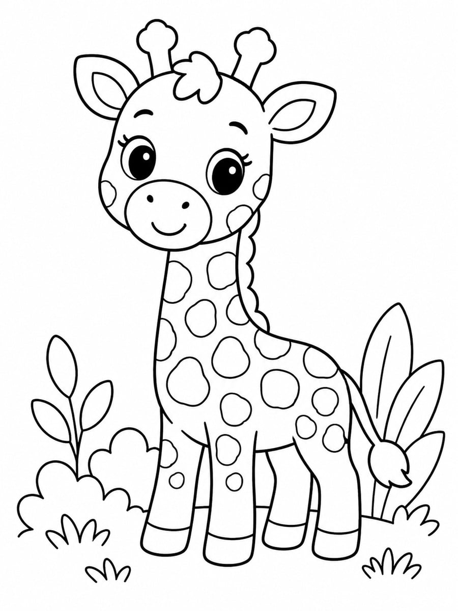 Coloriage jeune girafe