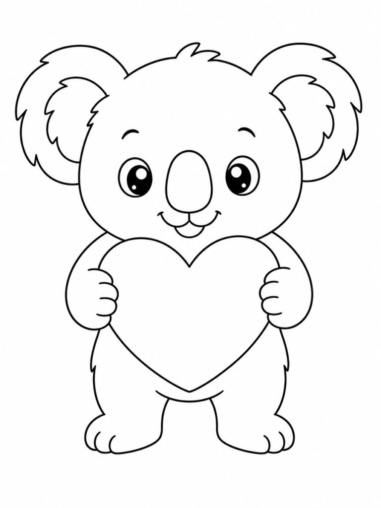 Koala cœur Coloriage koala coeur