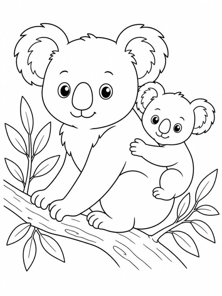 Coloriage koala avec son bébé