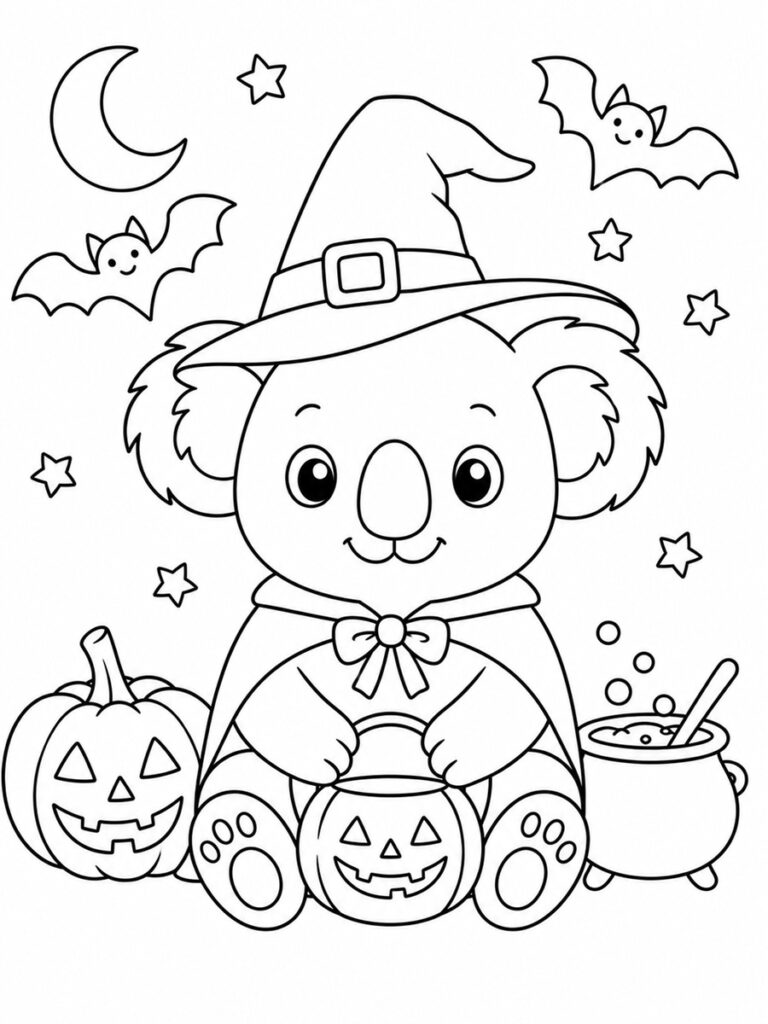 Coloriage koala Halloween