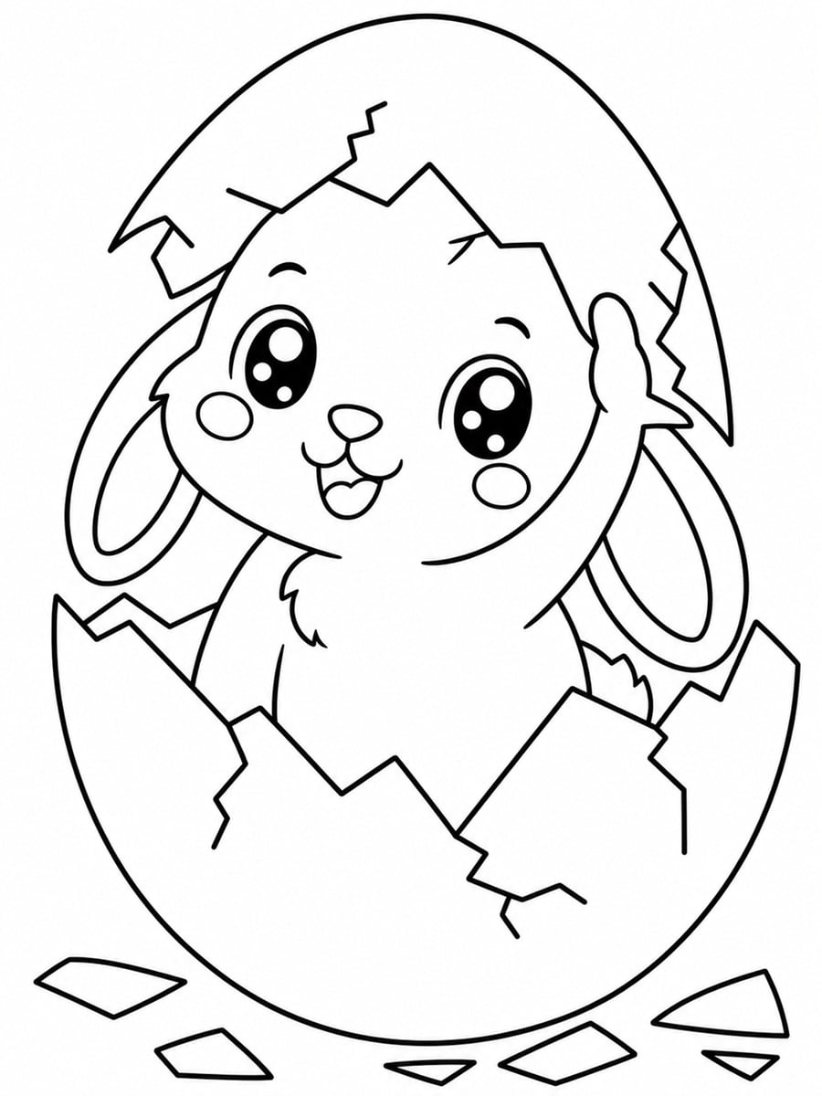 Coloriage lapin dans un œuf