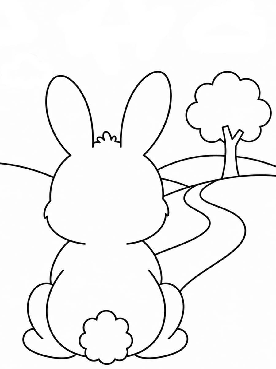 Coloriage lapin de dos