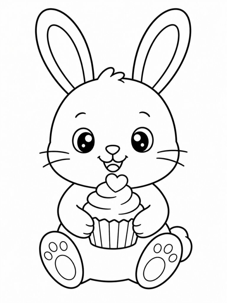 Lapin et cupcake Coloriage lapin cupcake