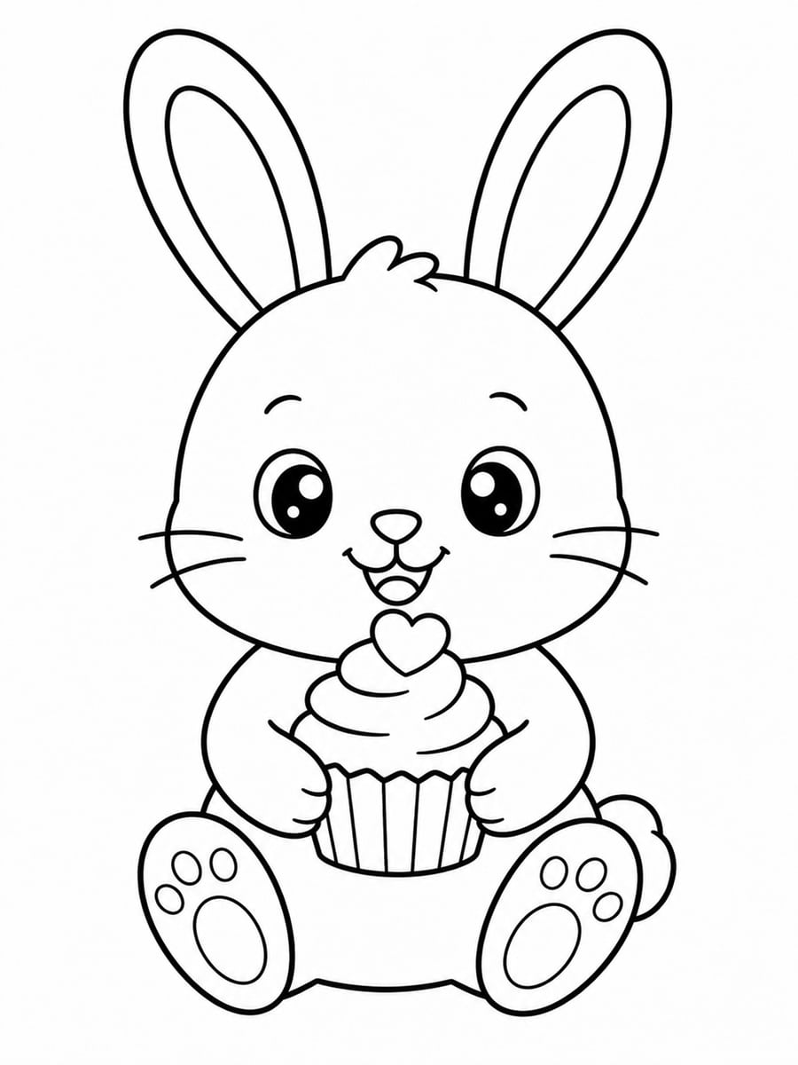 Coloriage lapin cupcake