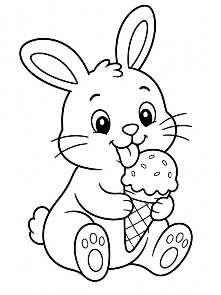 Coloriage lapin et glace