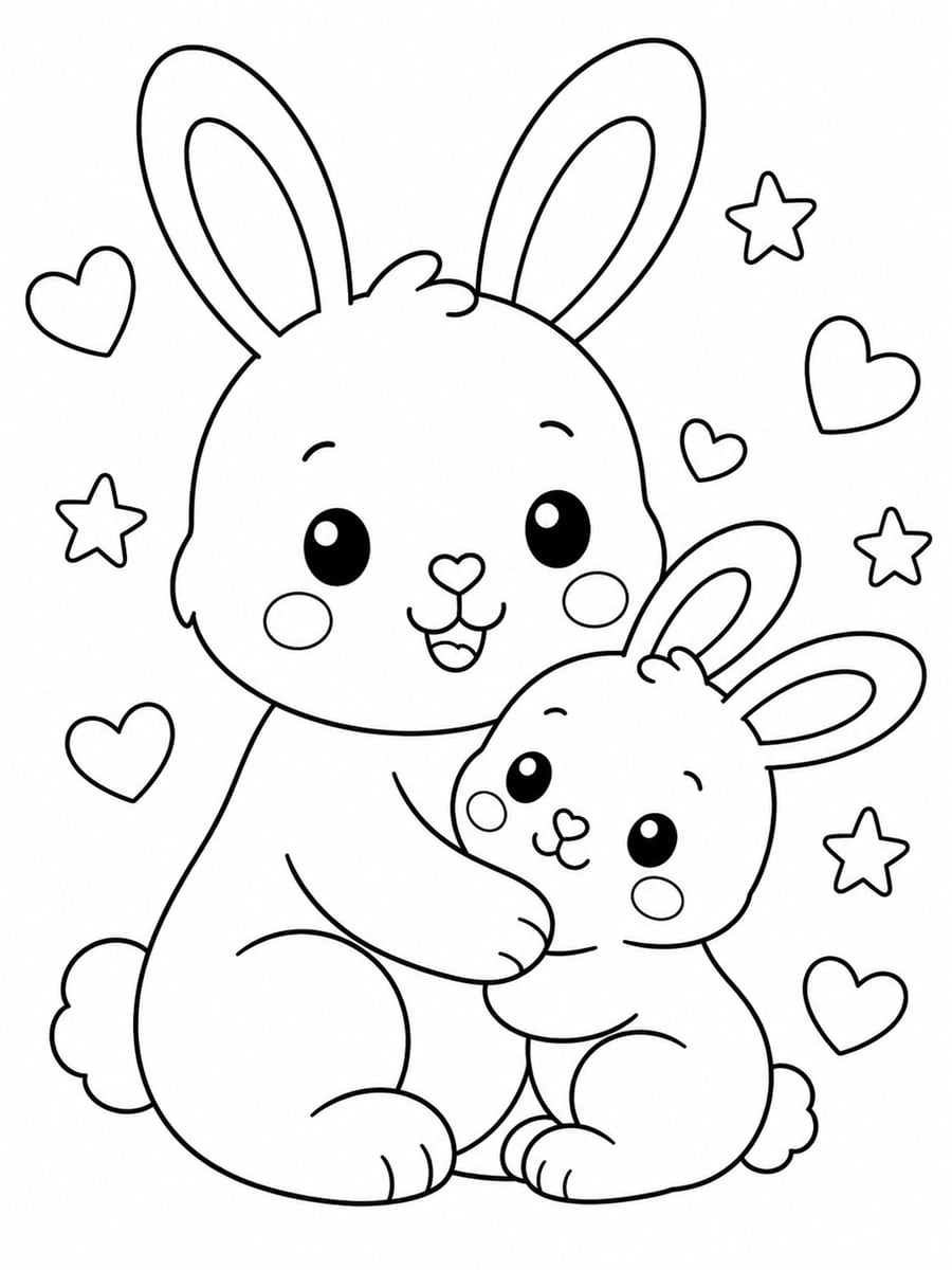 Coloriage lapin et lapereau