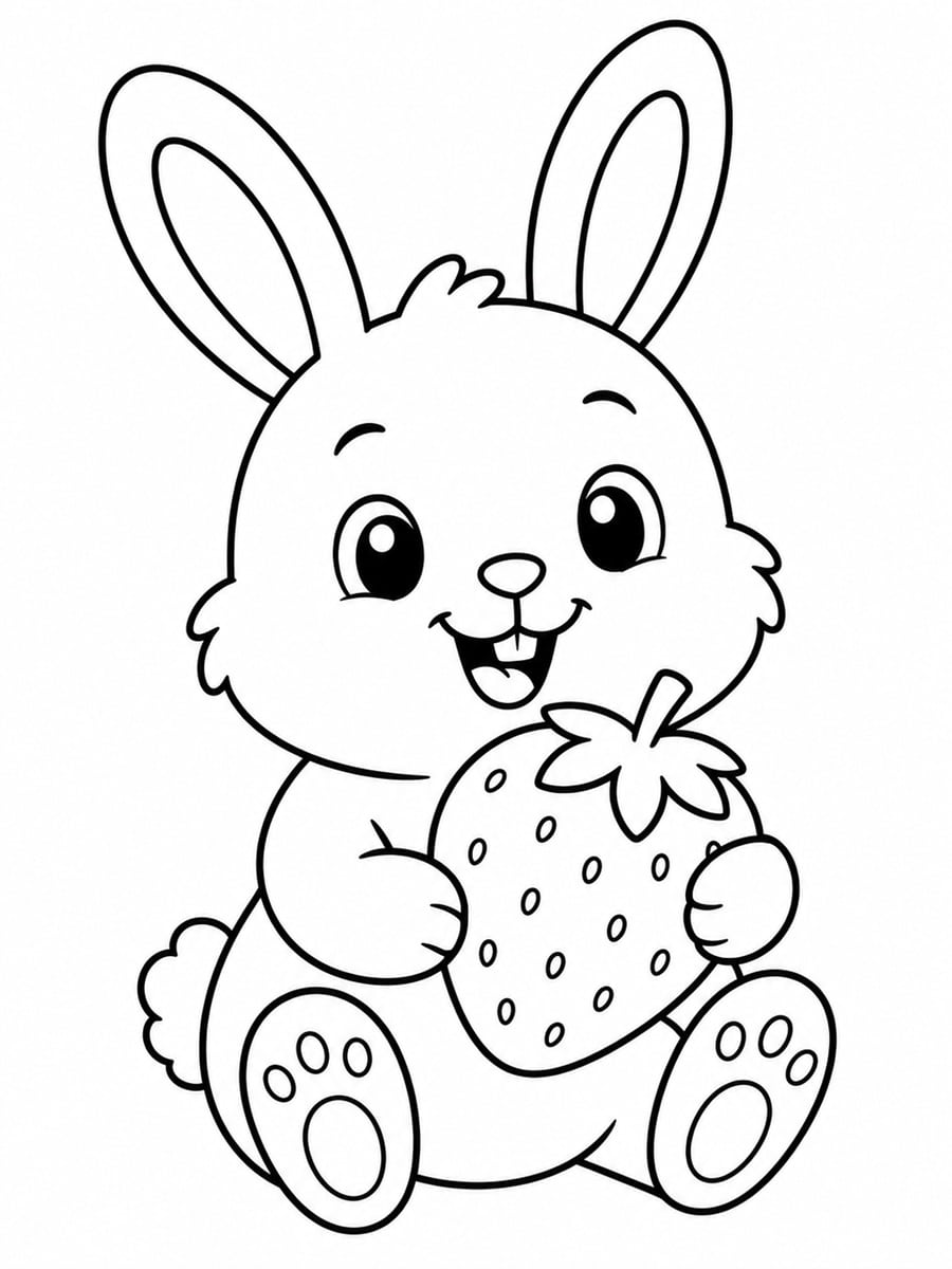 Coloriage lapin fraise