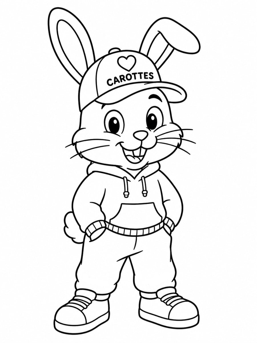 Coloriage lapin habillé