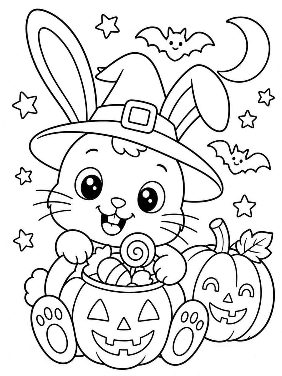 Coloriage lapin Halloween