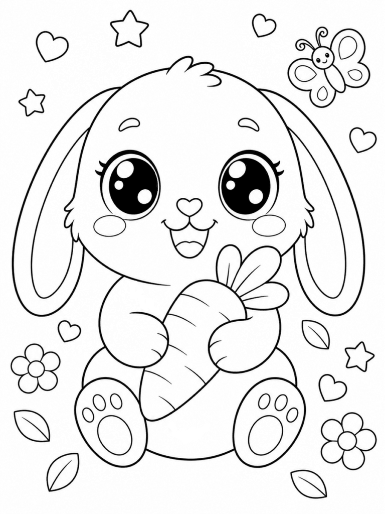 Coloriage lapin kawaii
