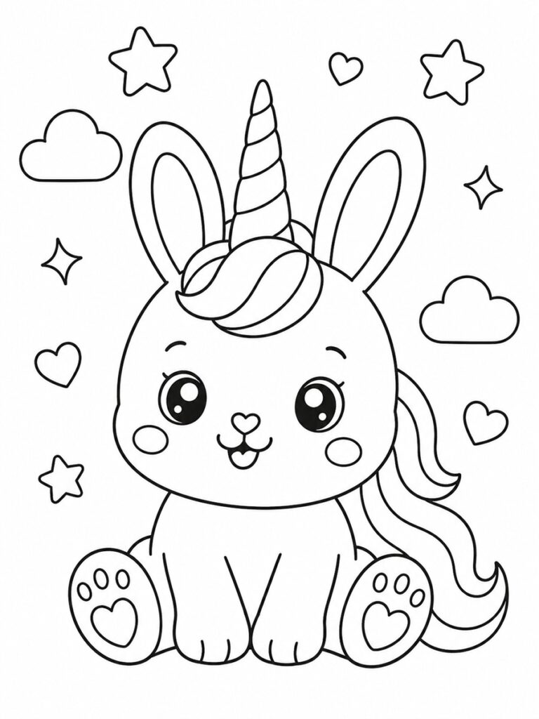 Lapin licorne Coloriage lapin licorne
