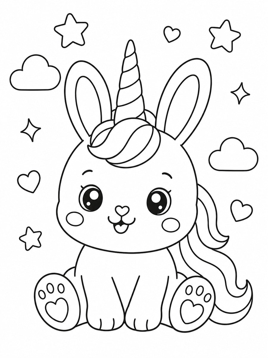 Coloriage lapin licorne