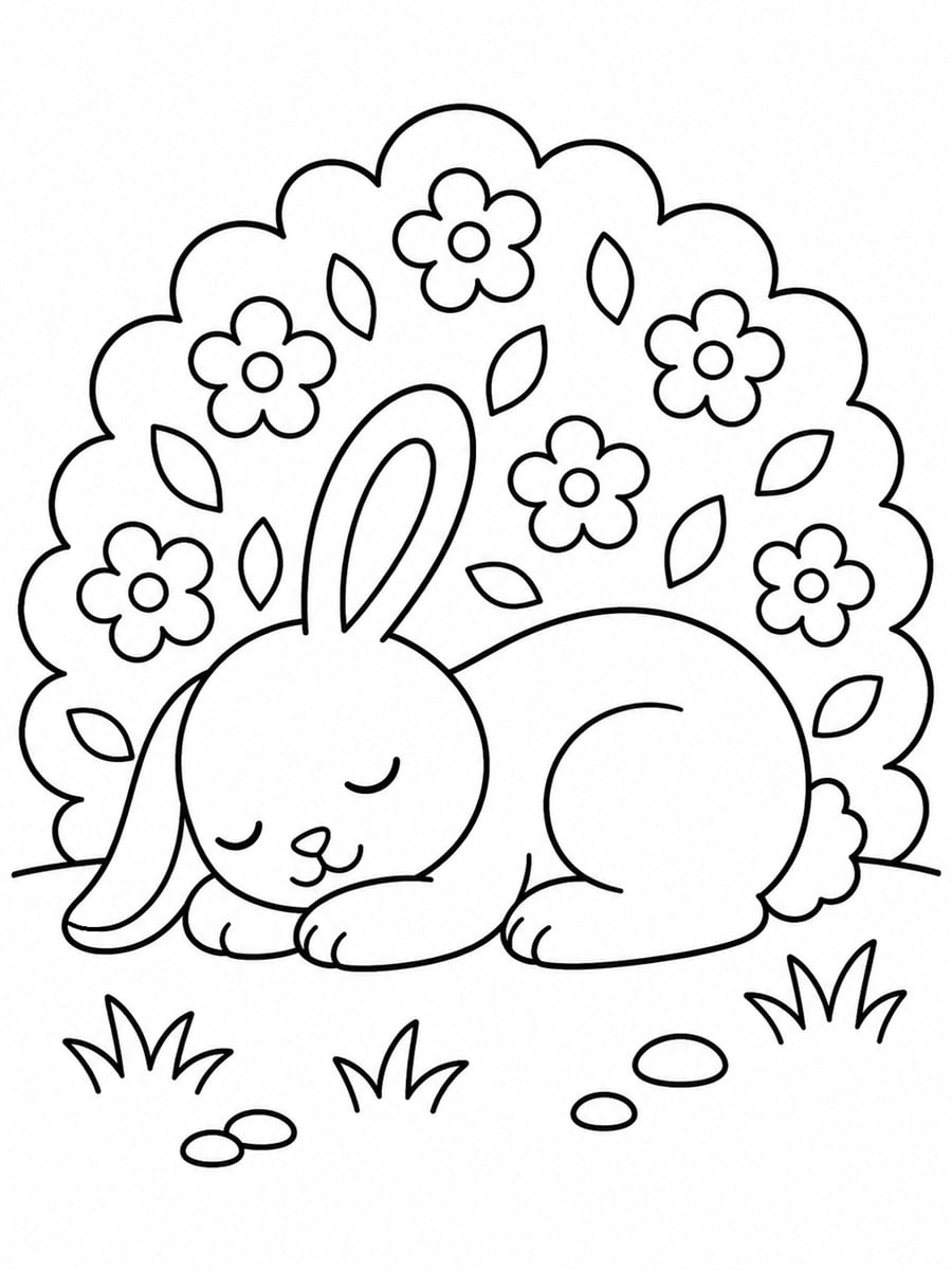 Coloriage lapin qui dort