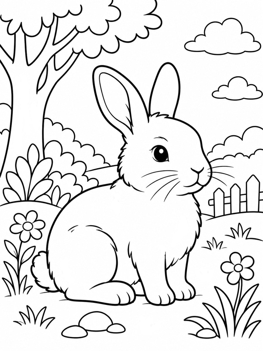 Coloriage lapin réaliste