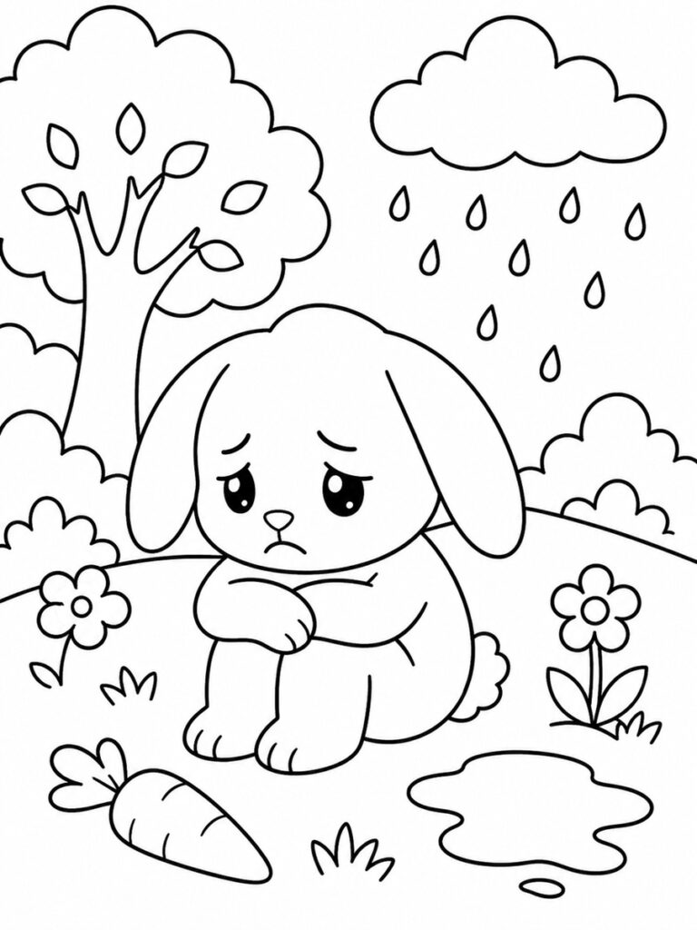 Lapin triste Coloriage lapin triste