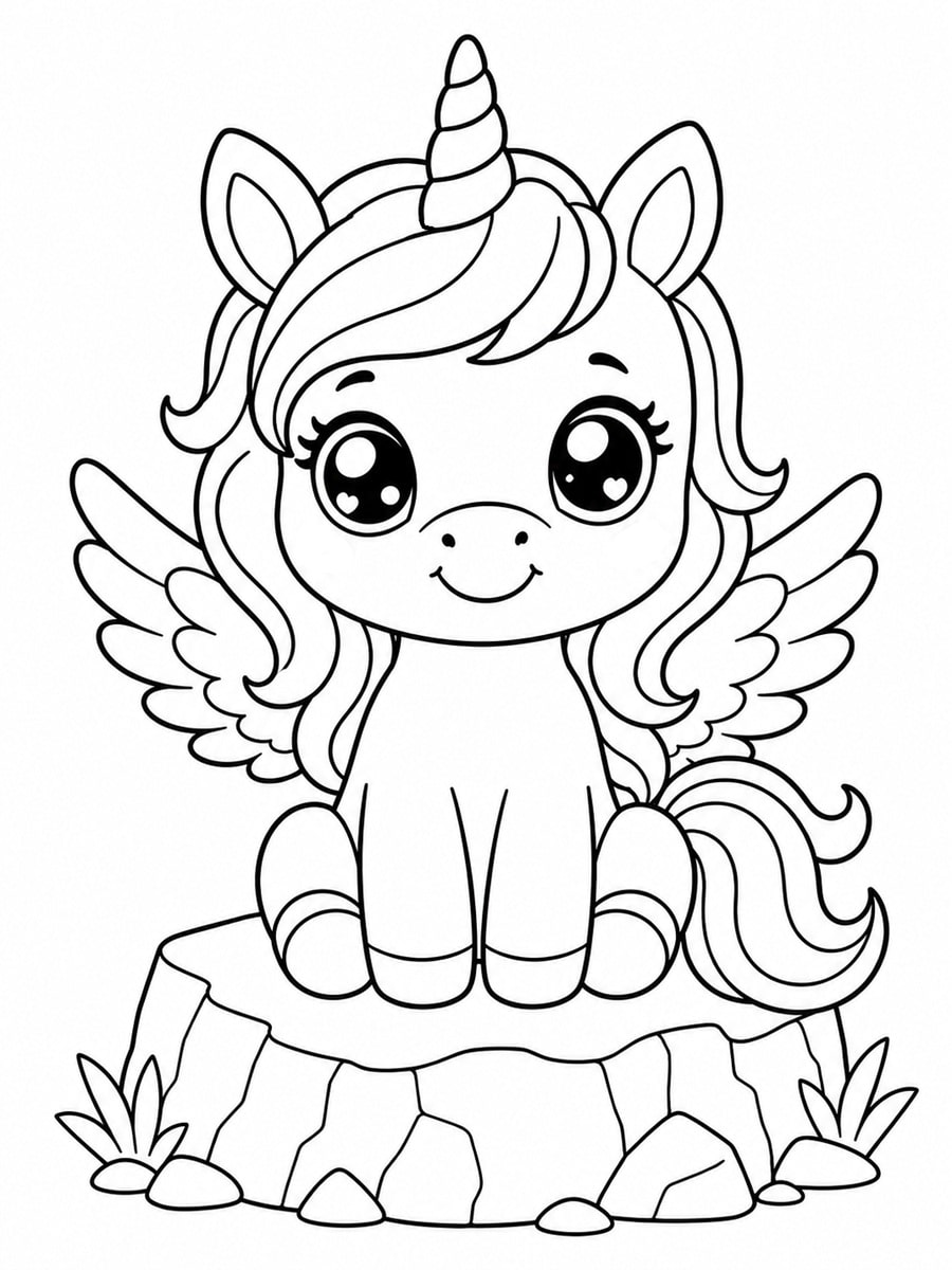 Coloriage licorne ailée