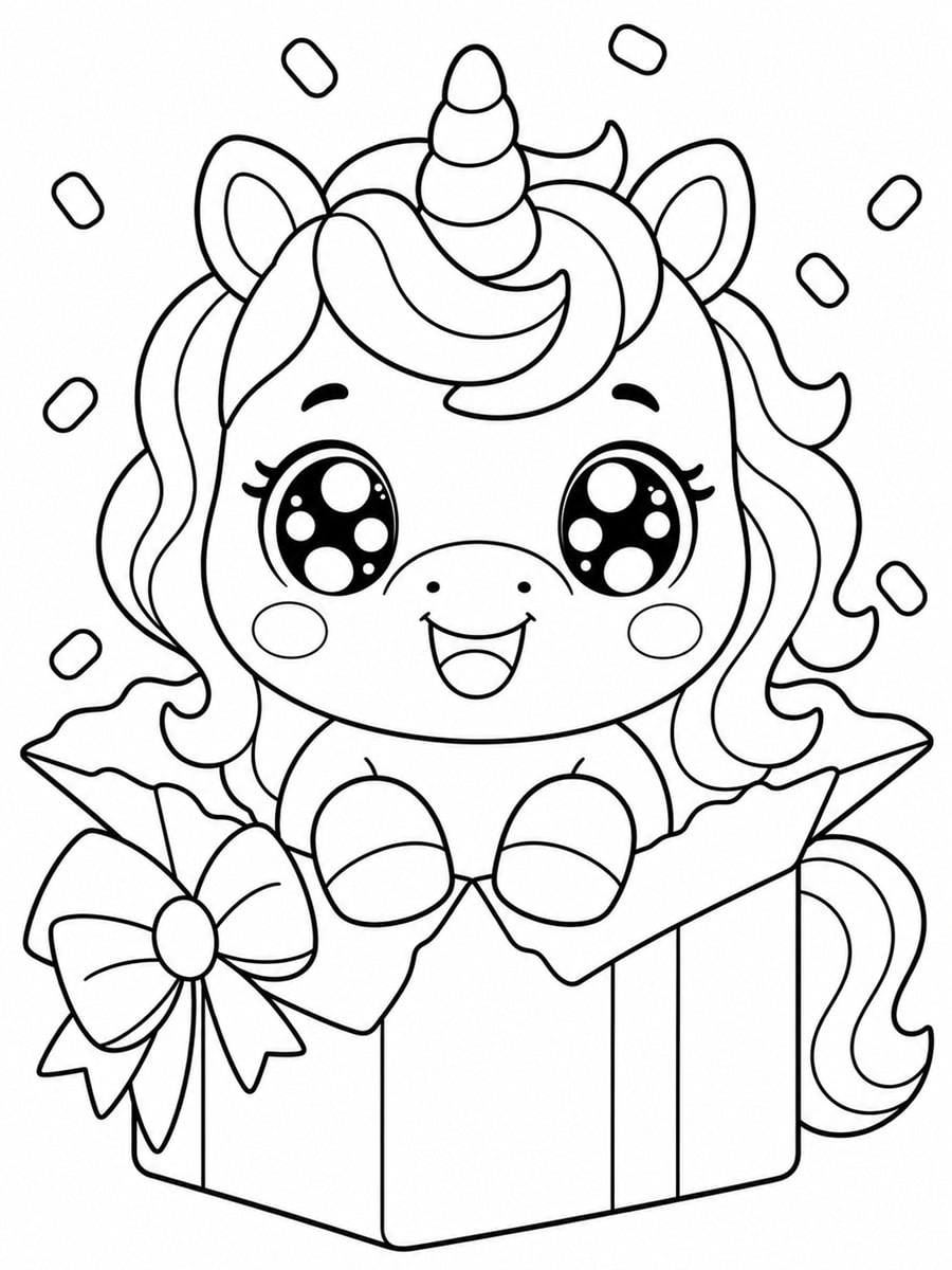 Coloriage licorne cadeau