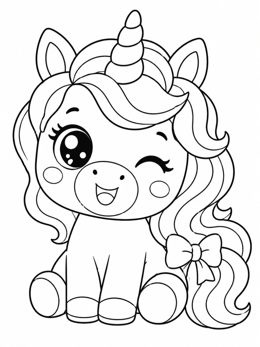 Coloriage licorne clin d'œil