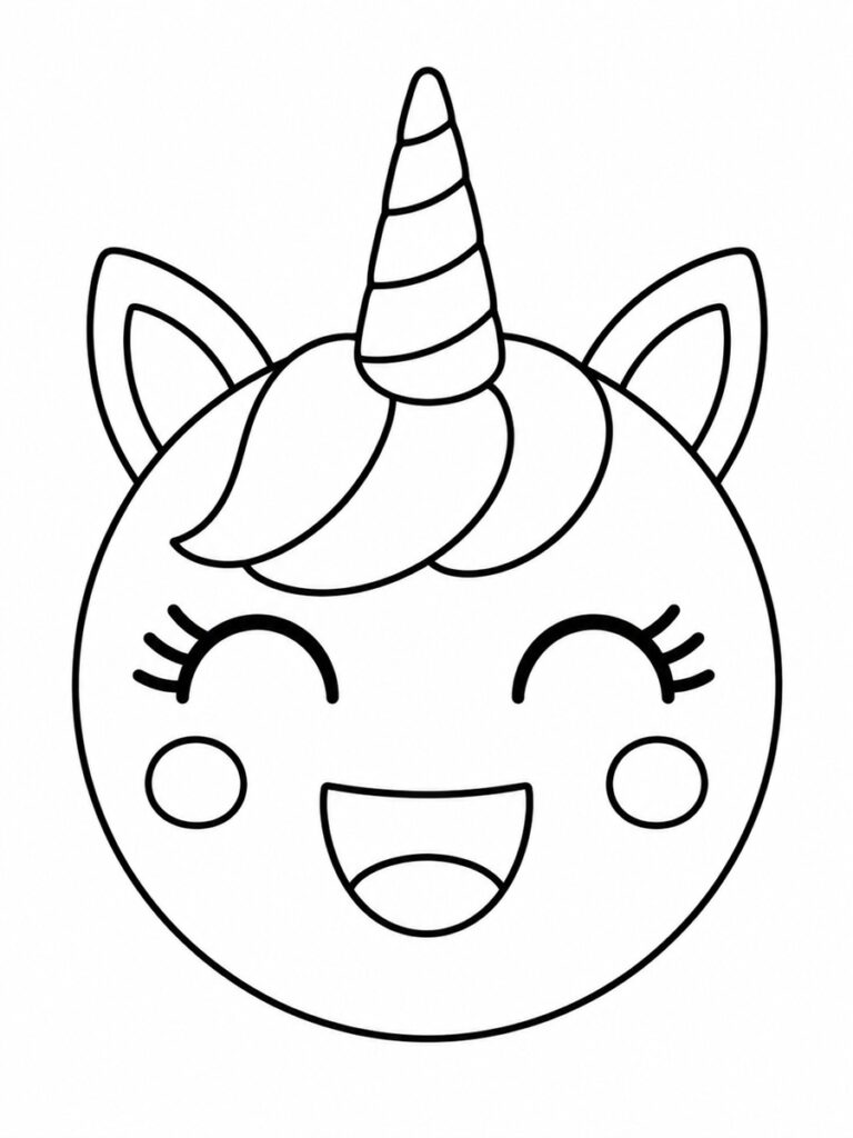 Licorne emoji Coloriage licorne emoji