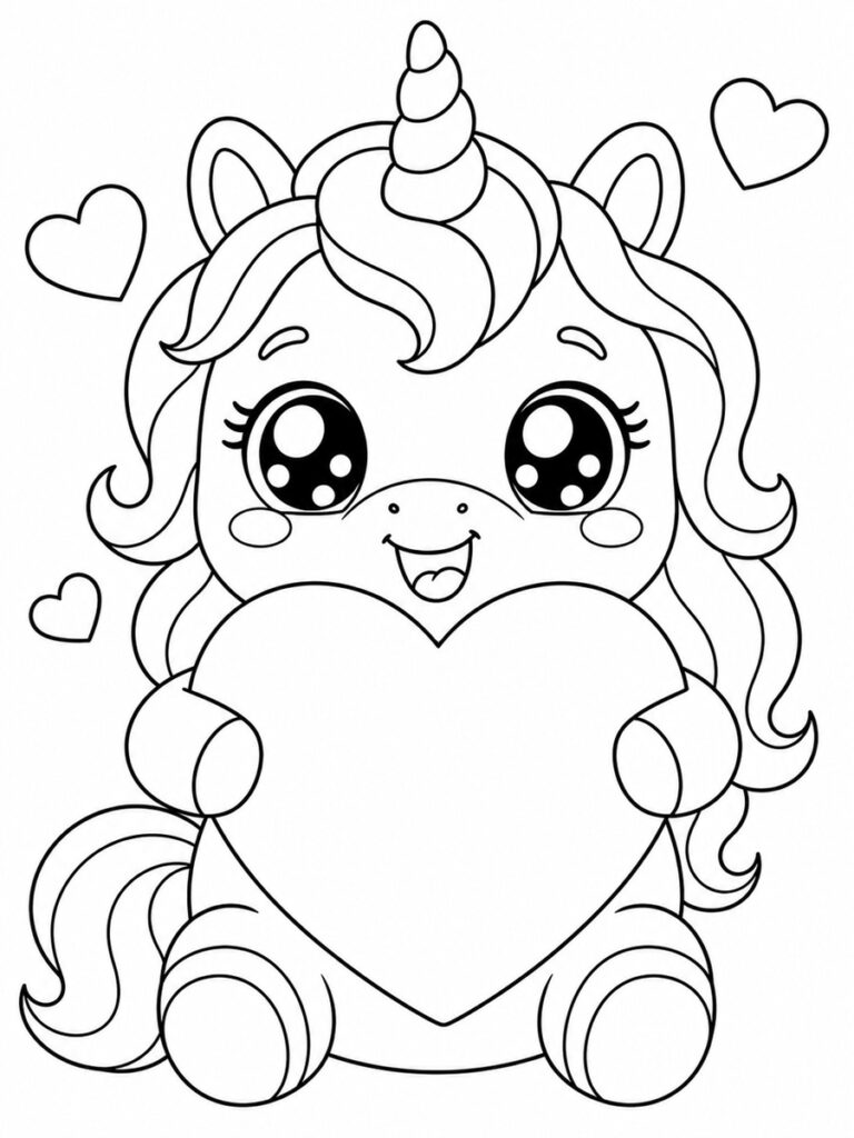 Coloriage licorne cœur