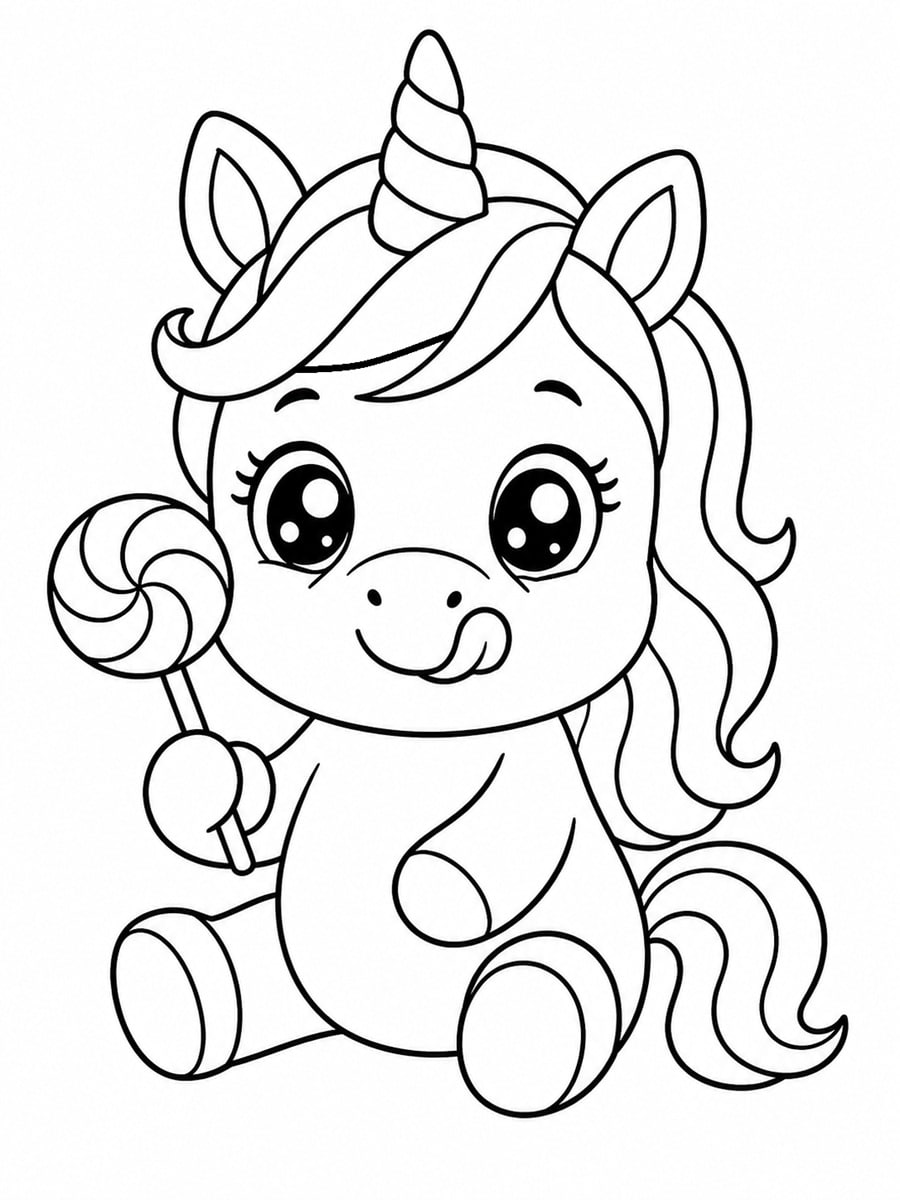 Coloriage licorne sucette