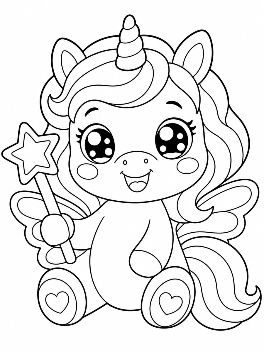 Coloriage fée licorne