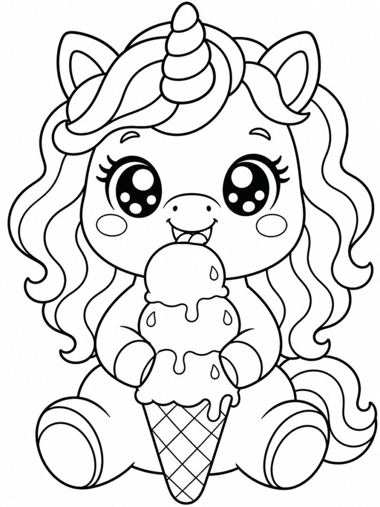 Coloriage licorne glace